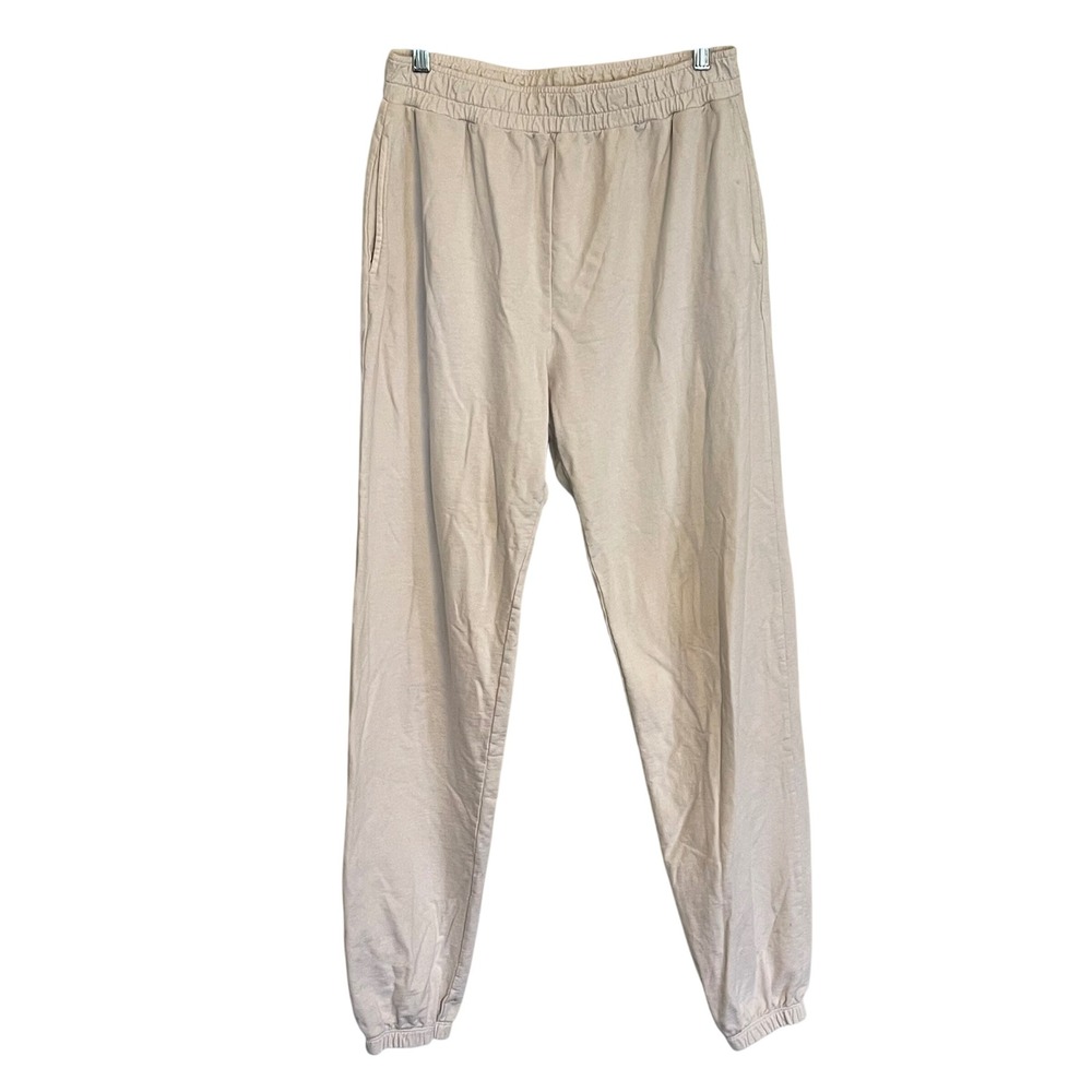Year of Ours Women‎ Beige Cotton Jogger Sweatpants High Rise Size L Made in USA
